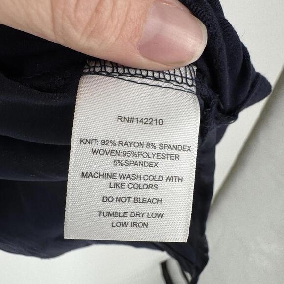 Mer Sea top womens small S navy blue satin back minimalist office work career - Picture 4 of 5